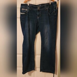 Amethyst Jeans Size 20, Inseam: 31 Heavy Stitching Whiskered Flare, plus size